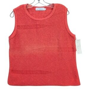 Willow Sleeveless Ruffled Top Women's Sz M Orange Cotton Made in USA Casual NWT‎